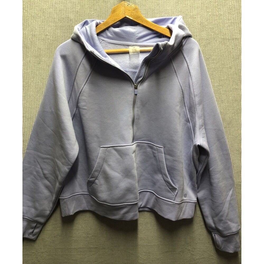 Danskin Hoodie Womens XL Lavender Half Zip Athleisure Thumbholes Kangaroo Pocket